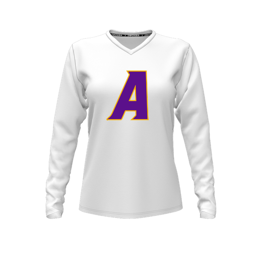 [FTLVPTWH-FYXS-LOGO1] Decker Performance T-Shirt (Female Youth XS, White, V Neck, Logo 1, Long Sleeve)