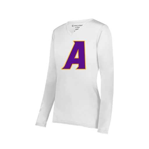 [222824.005.S-LOGO1] Ladies LS Smooth Sport Shirt (Female Adult S, White, Logo 1)