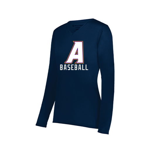 [222824.065.S-LOGO2] Ladies LS Smooth Sport Shirt (Female Adult S, Navy, Logo 2)